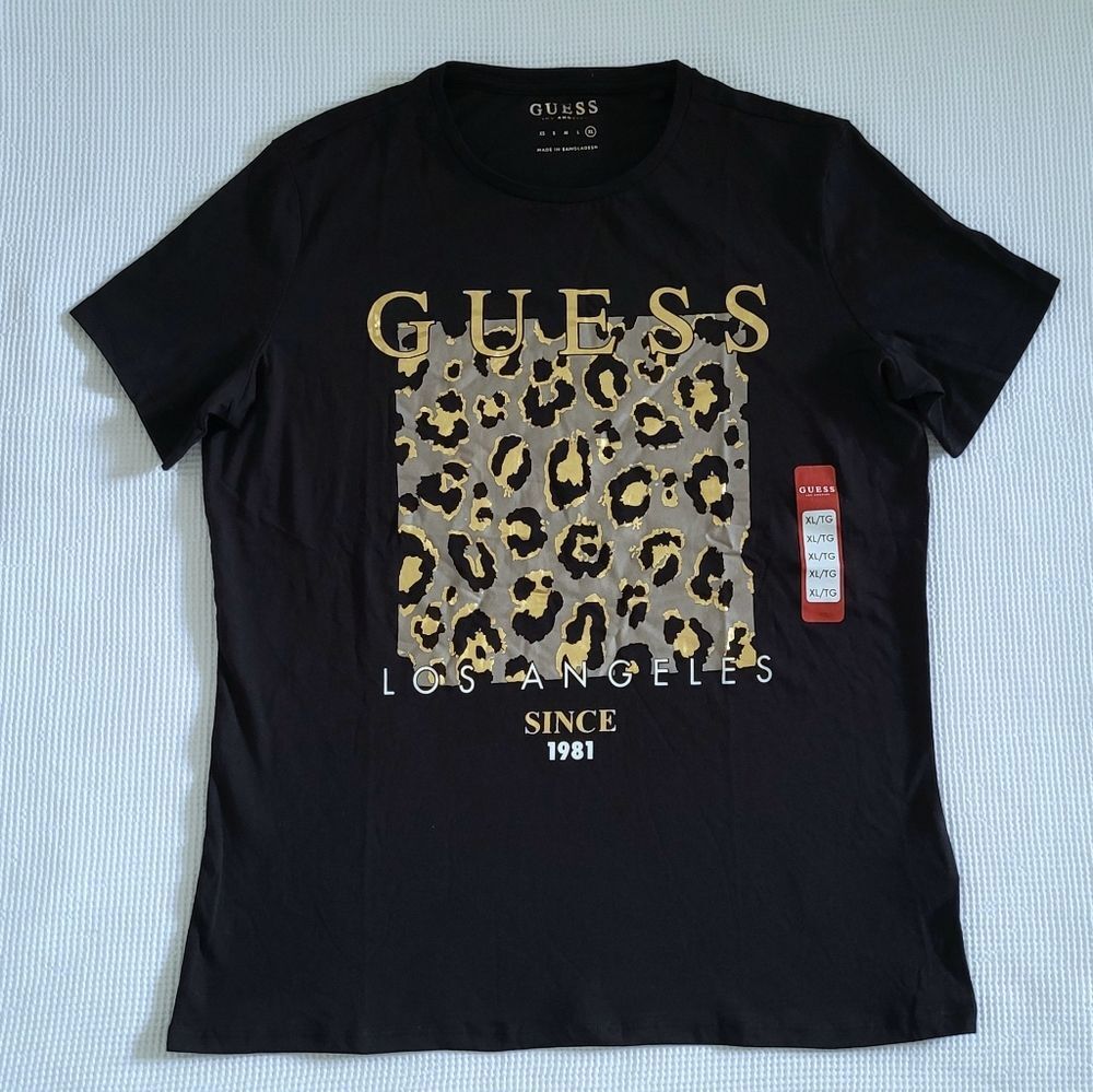 Guess❓Black🖤 Leopard🐆 Print Graphic Tee👕 - NWT